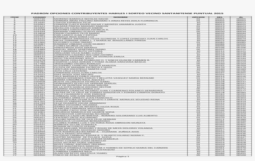 Padron Opciones Contribuyentes Habiles I 5 003121 Salazar, transparent png download