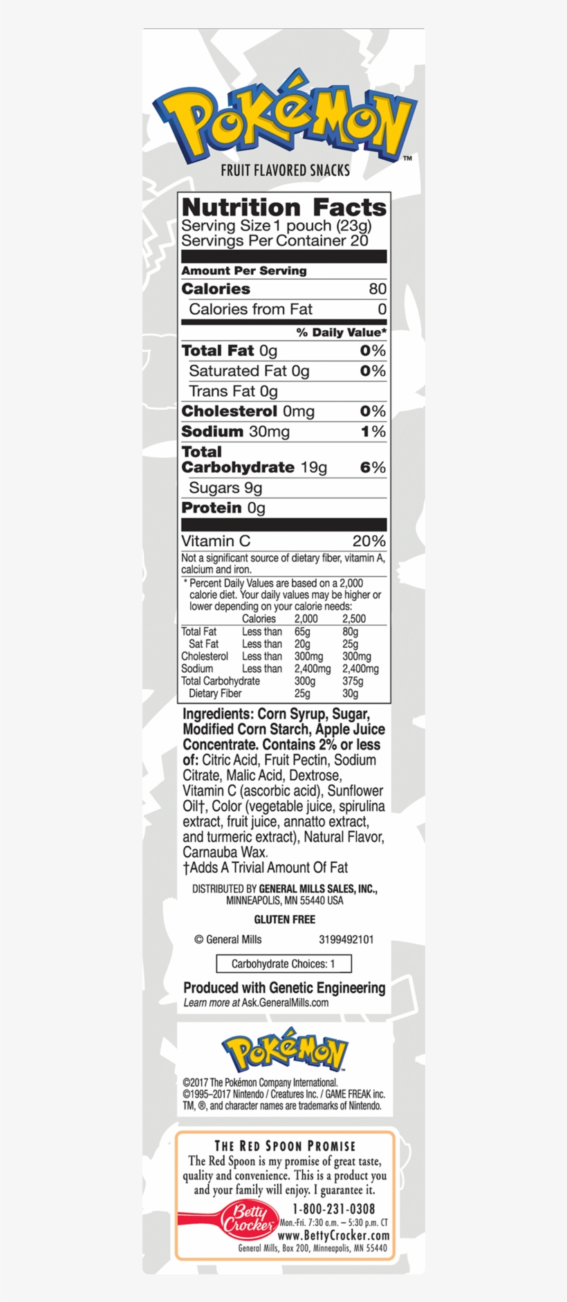 Betty Crocker Nintendo Pokémon Fruit Flavored Snacks PNG Image
