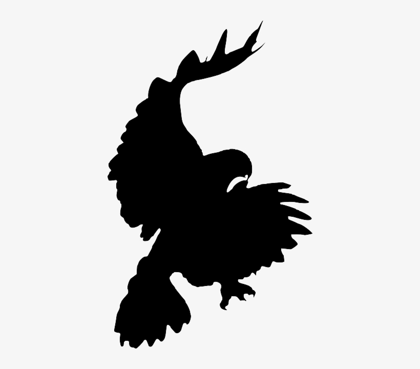 Silhouette, Cartoon, Eagle, Bird, Crow, Flying, Falcon - Hawk Silhouette Transparent, transparent png download