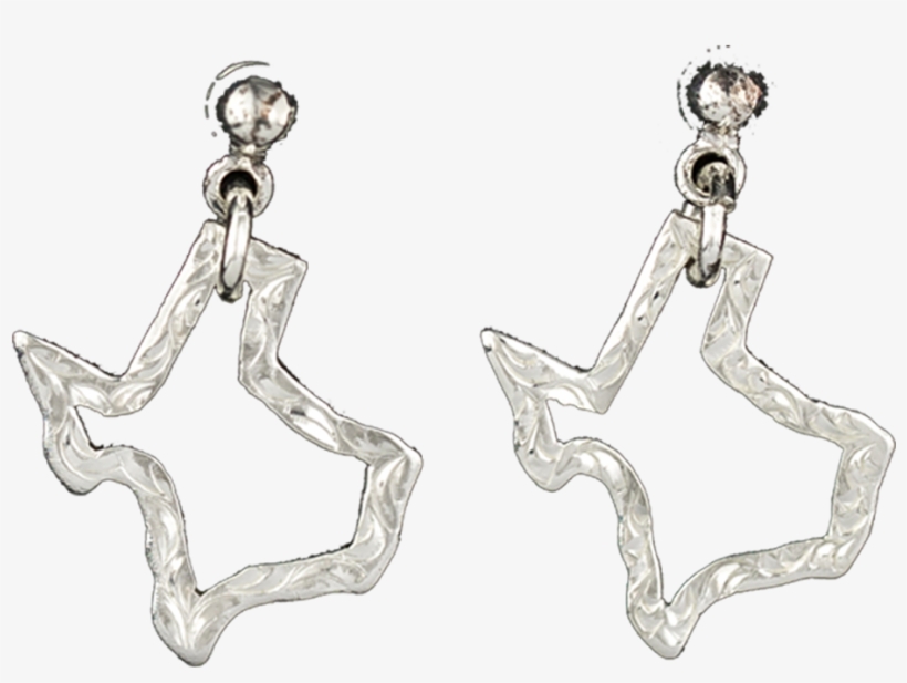 Engraved Sterling Silver Texas Outline Post Earrings - Earrings, transparent png download
