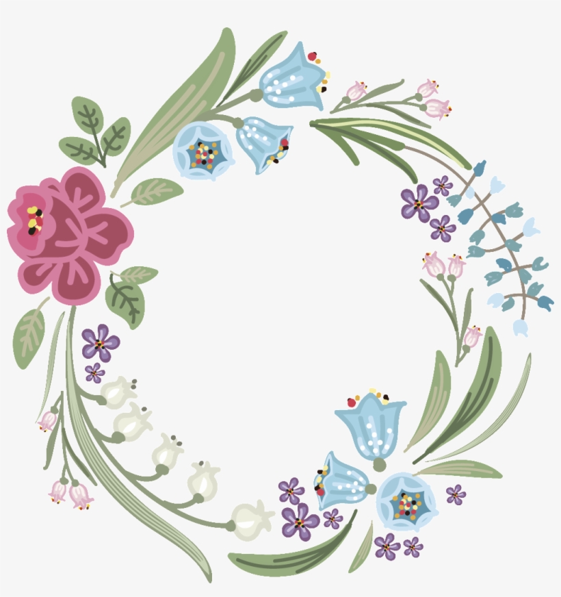 Purple Blue Flowers Transparent Garland Vector - Vector Graphics, transparent png download