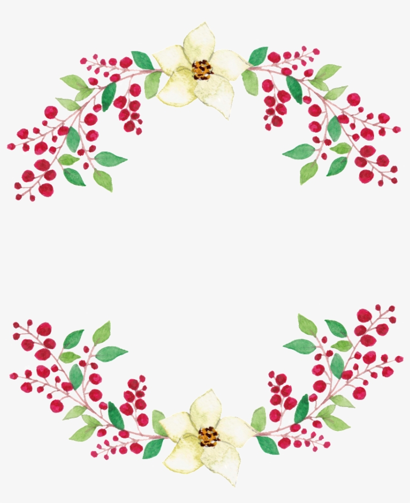 Romantic Rose Red Flowers Hand Drawn Garland Decorative - Watercolor Painting, transparent png download