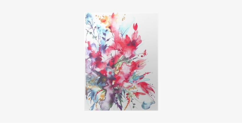 Watercolor Bouquet Of Flowers, Beautiful Abstract Splash - Flower Splash Abstract Hd, transparent png download