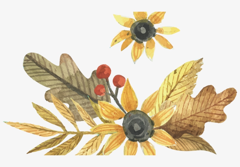 Adobe Illustrator Watercolor Autumn Leaves 4360*3121 - Watercolor Fall Leaves Clip Art, transparent png download
