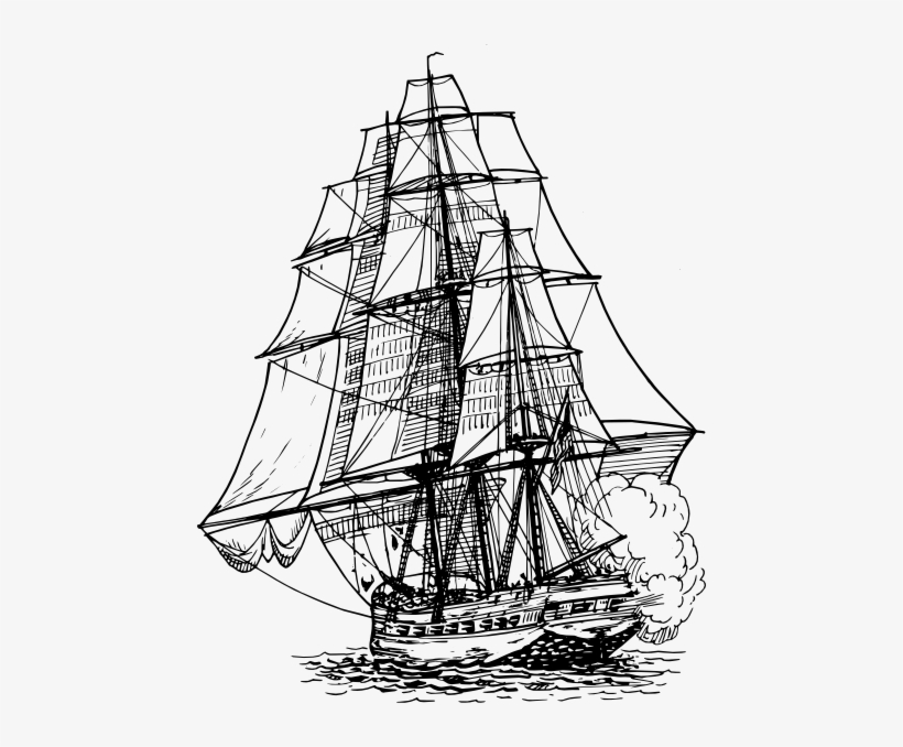 Shipping Drawing Realistic - Frigate Drawing, transparent png download