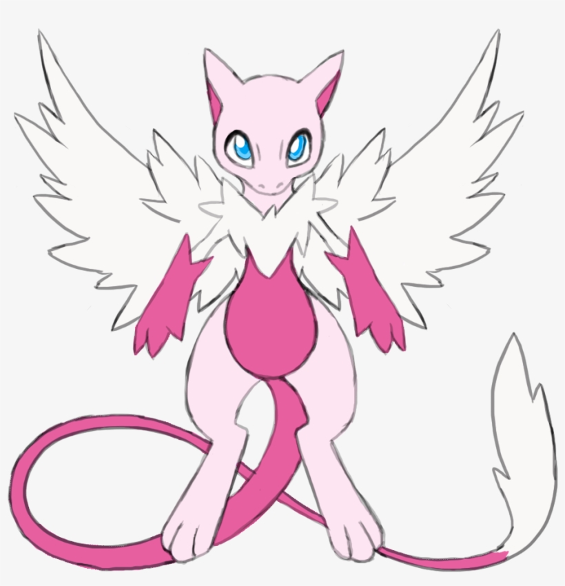 Mega Mew Concept Sketch By Chibi - Cartoon, transparent png download