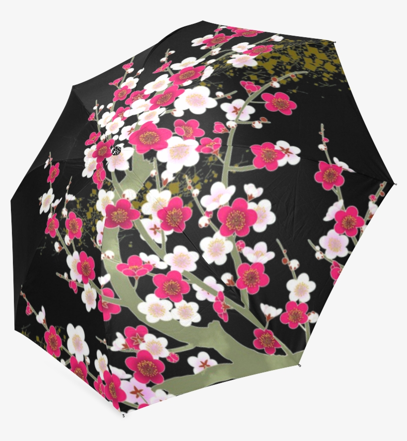 Pink White Sakura Floral Foldable Umbrella - Umbrella, transparent png download