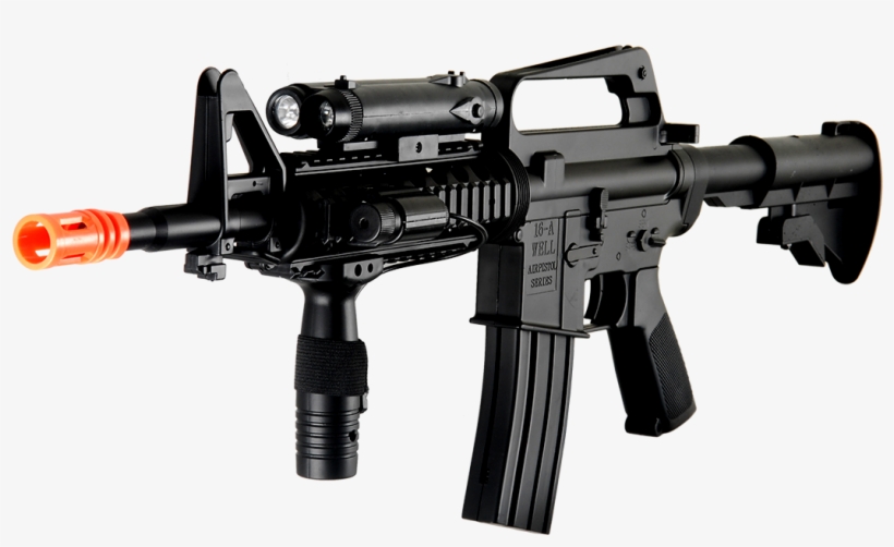 Well M4 Cqb Ris Carbine Spring Airsoft Rifle Flashlight, transparent png download