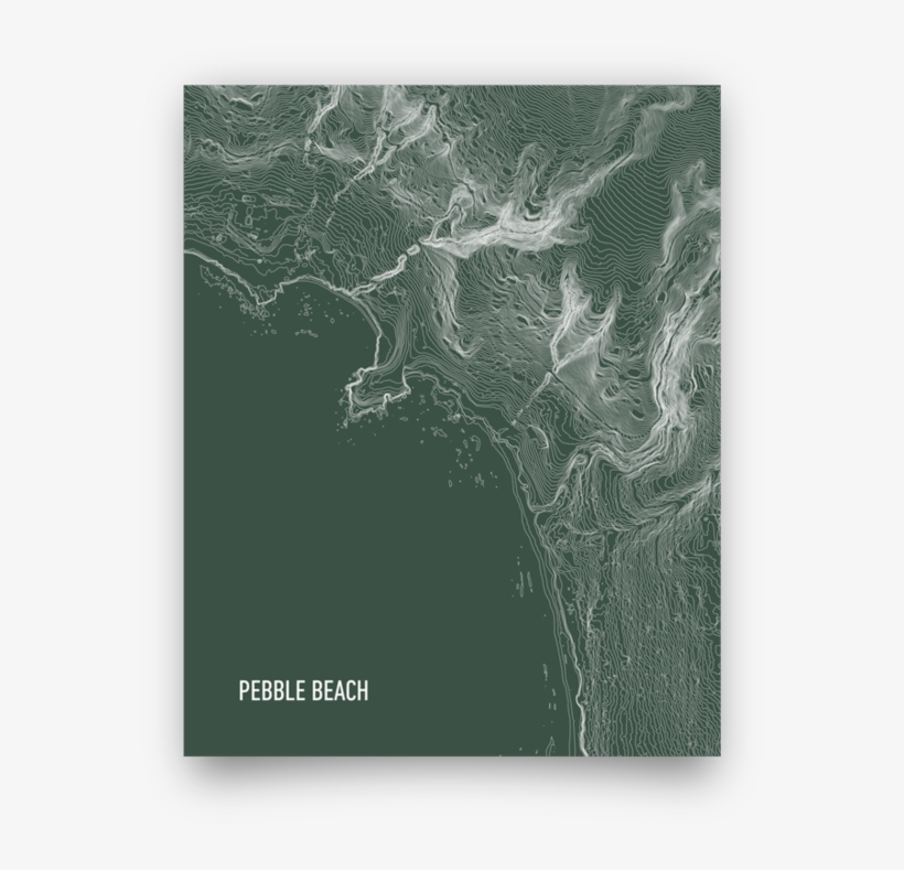 Pebble Beach Topo Green Giclée Print, transparent png download
