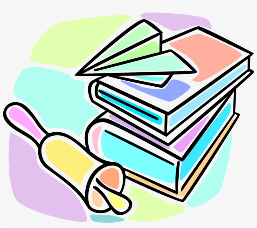 Vector Illustration Of School Hand Bell, Schoolbook, transparent png download