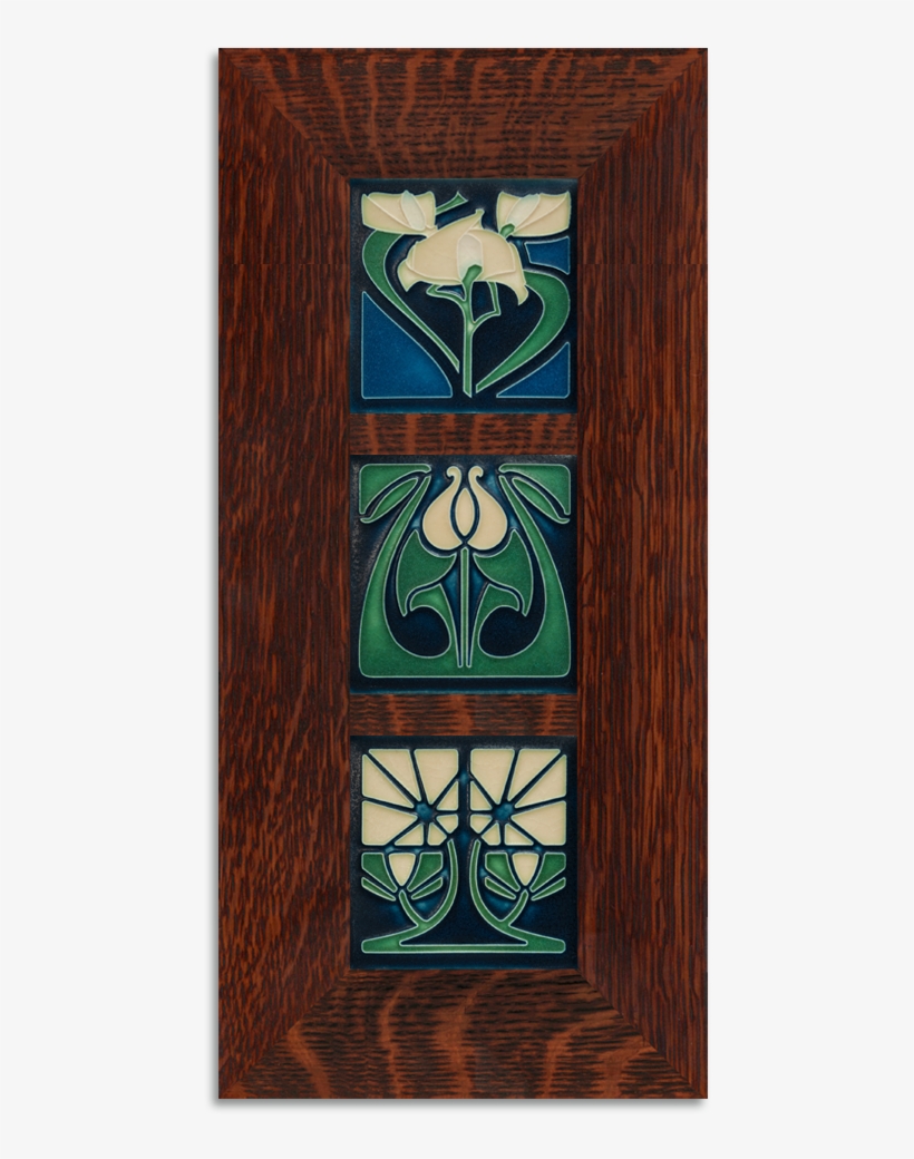 Florals Framed Tile Set Craftsman Oak (vertical), transparent png download