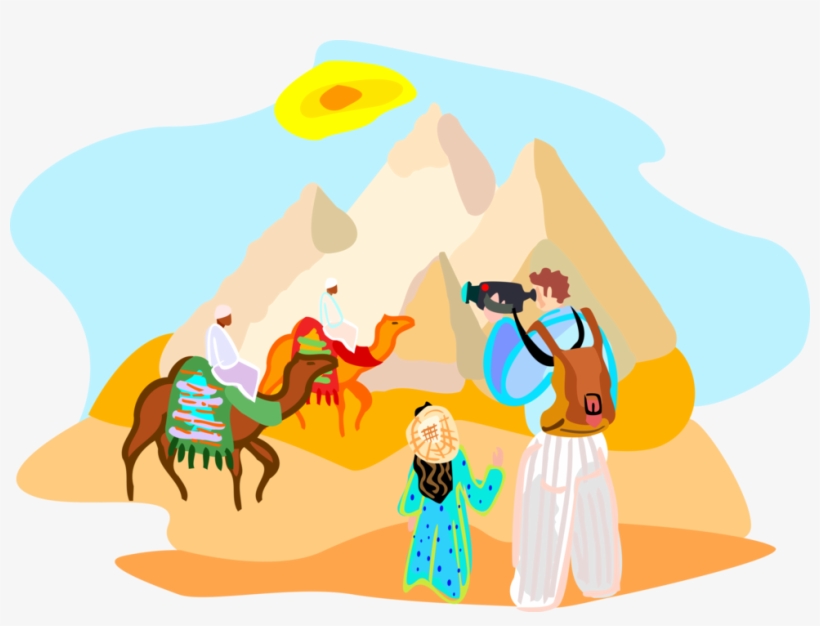 Vector Illustration Of Tourists Video Camels At Great, transparent png download