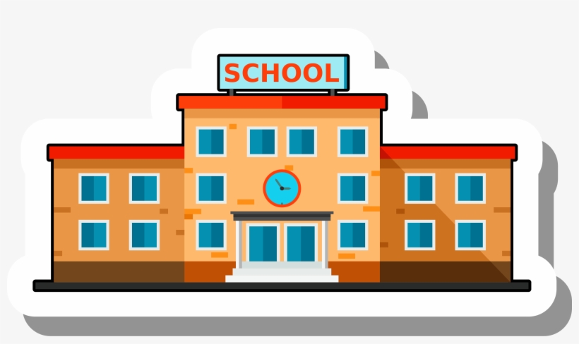 Building Escuela Illustration Stickers - School Building School Png, transparent png download