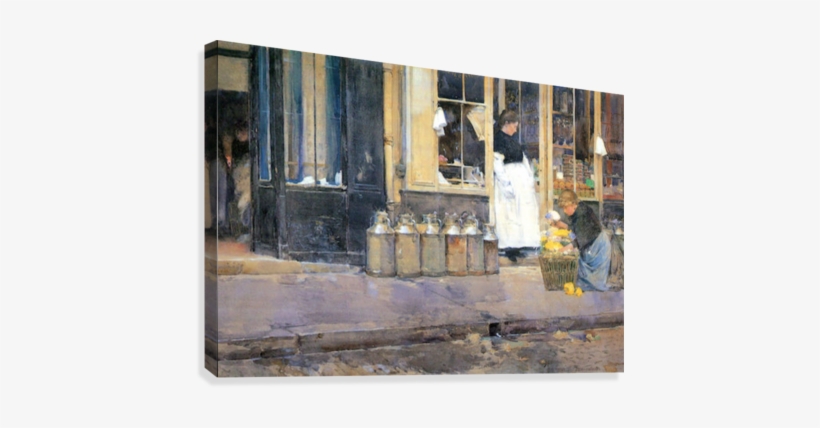 The Flower Girls And The Milk Vendor By Hassam Canvas - Poster: Childe Hassam The Flower Girls, transparent png download