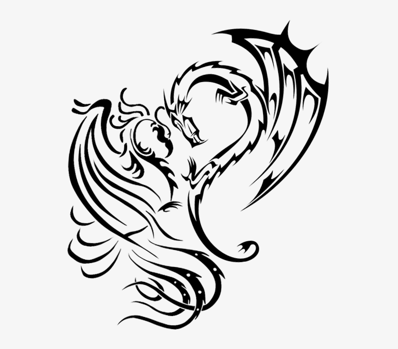 Transparent Stock Collection Of Free Phoenix Download - Феникс И Дракон Тату, transparent png download