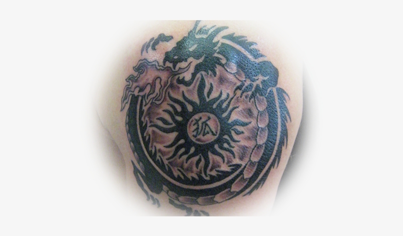 Slide Tribal Dragon Tattoo - Tattoo, transparent png download