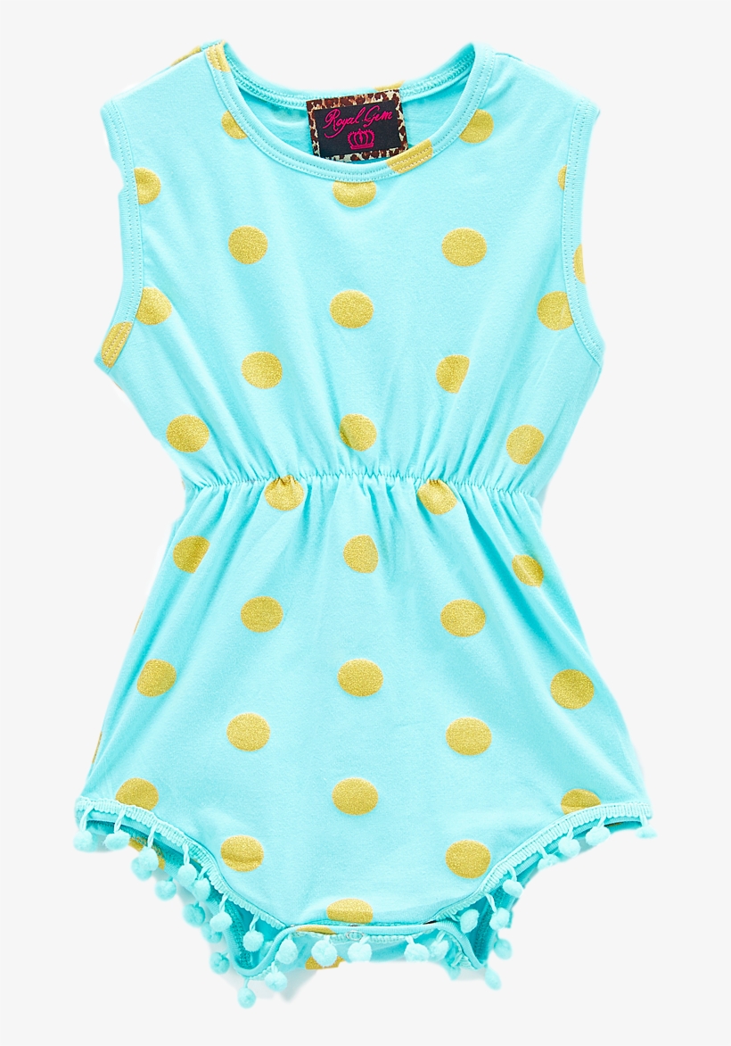 Mint And Gold Dot Pom-pom Romper - Pattern, transparent png download
