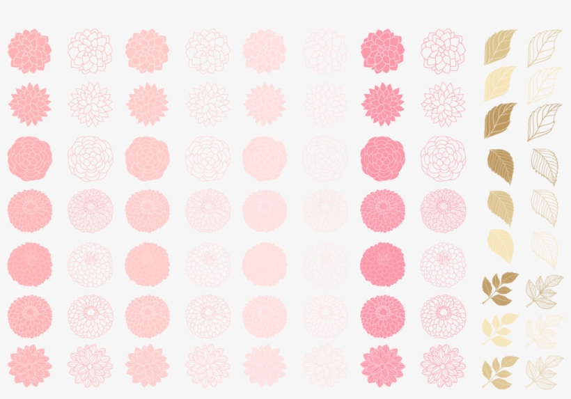 Pink And Gold Dahlia Flowers Clipart By La Boutique - Quilt, transparent png download