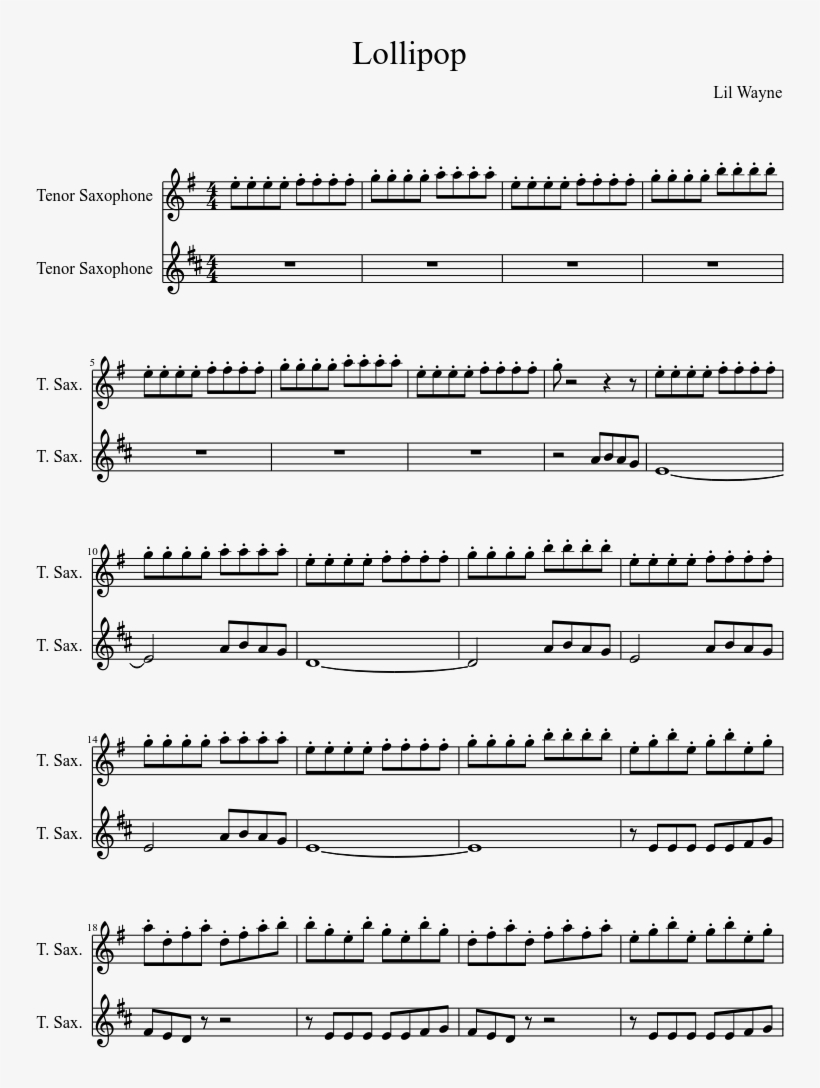 Lollipop Sheet Music Composed By Lil Wayne 1 Of 2 Pages - Ludovico Einaudi Burning Piano Sheet, transparent png download