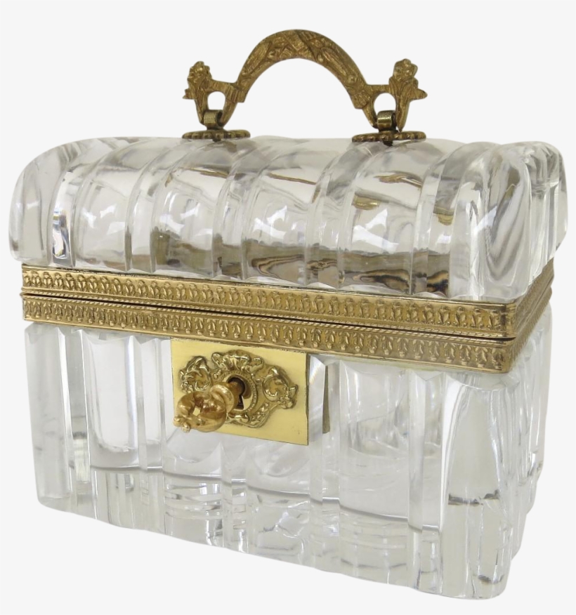 Vintage Crystal And Bronze Ormolu Casket Box Top Handle, transparent png download