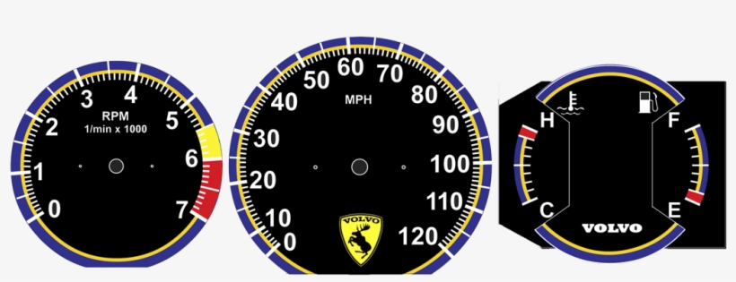 "volvo" On Temp/fuel Center, Prancing Moose B On Speedo, transparent png download