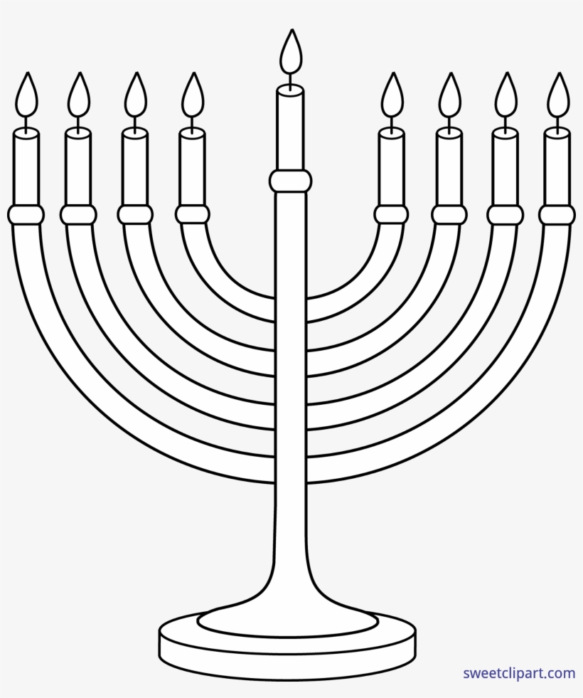 Drawing Candle Menorah - Hanukkah Black And White, transparent png download