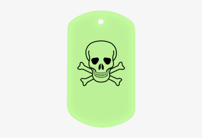 Skull And Crossbones Glow In The Dark Dog Tag - Silent Library Cards Print, transparent png download