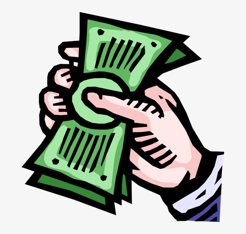 Vector Illustration Of Hand Grasps Cash Dollar Bill - Mão Segurando Dinheiro Png, transparent png download