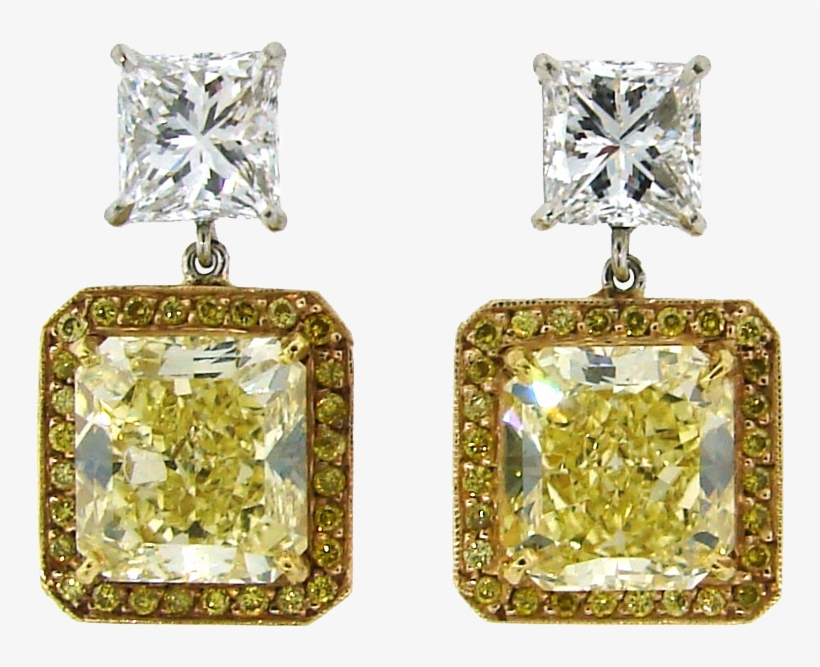 Yellow Diamond Earings, transparent png download
