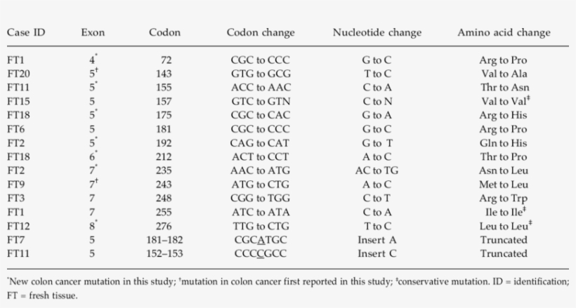 Mutations In P53 In Colon Cancer Patients In Taiwan, transparent png download