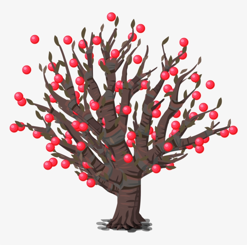 Fruit Tree Branch Berry - Desenho De Arvore Com Fruta Vermelha, transparent png download