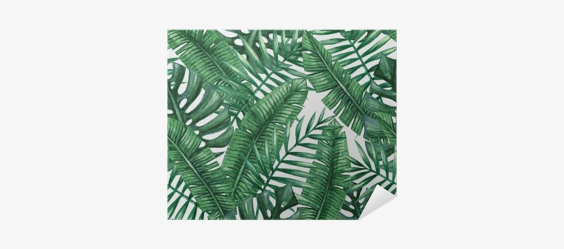 Watercolor Tropical Palm Leaves Seamless Pattern - Suabo Polyester Waterproof Fabric Shower Curtain Decorative, transparent png download
