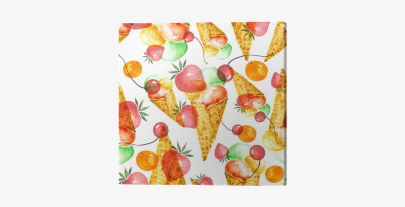 Vintage Watercolor Seamless Pattern - Ice Cream, transparent png download