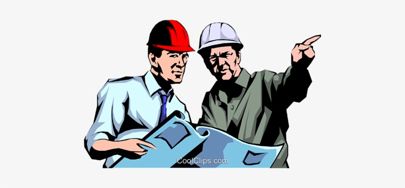 Construction Workers Royalty Free Vector Clip Art Illustration - Blue Print, transparent png download