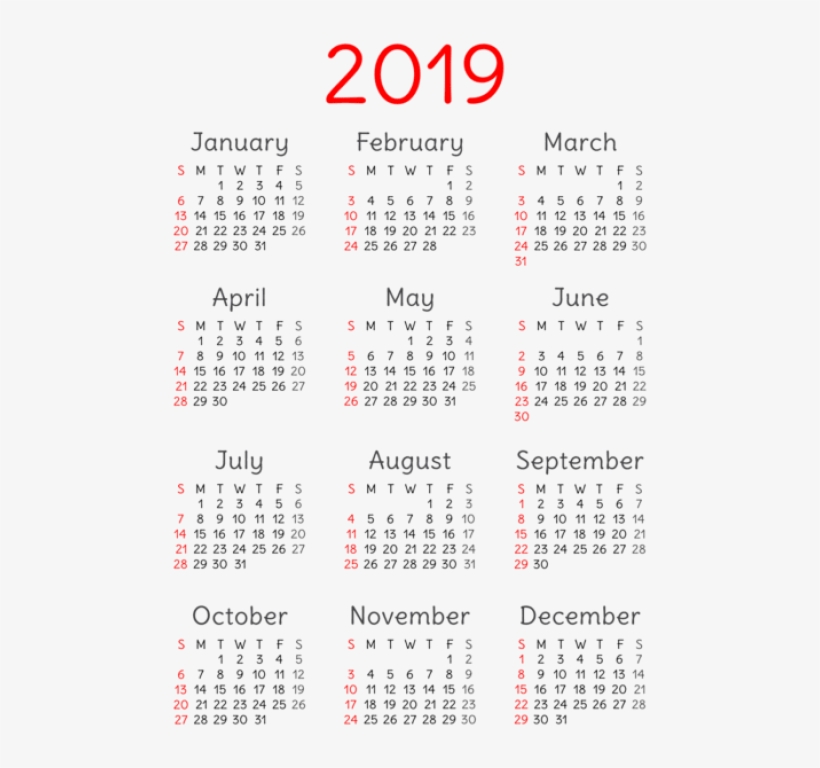 2019 Calendar Transparent Png PNG Image | Transparent PNG Free Download ...