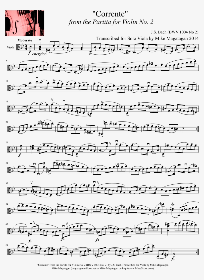 "corrente" From The Partita For Violin No, transparent png download