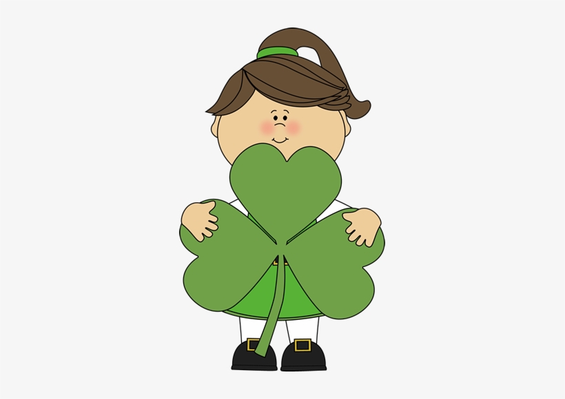 Cute Shamrock Clipart - Girl With Cat Clipart, transparent png download