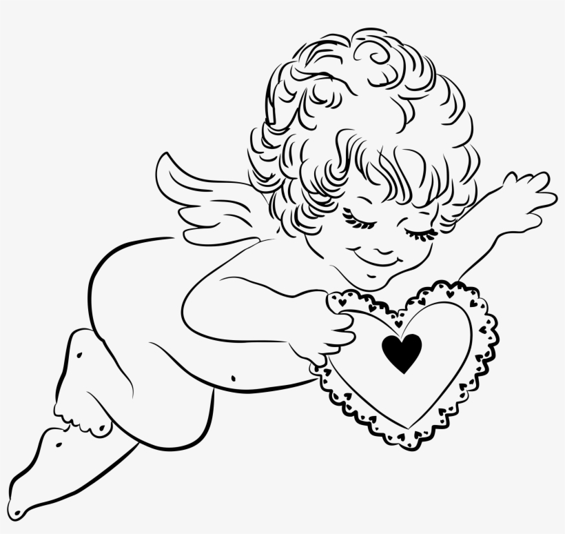 Free Stock Clipart Angel With Line - Cherub Clipart, transparent png download