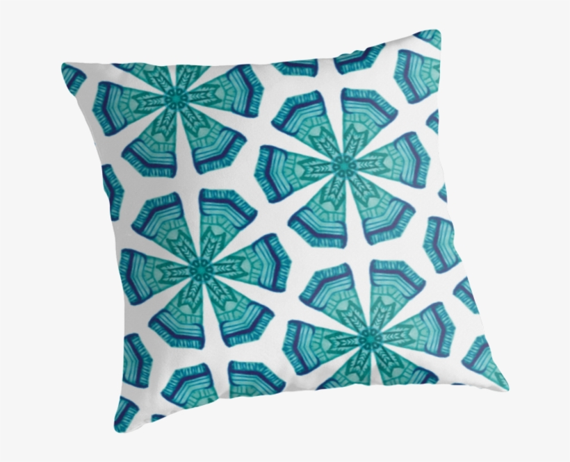 Tribal Snowflakes In Blue Watercolors By Leahquinndesign - Cushion, transparent png download