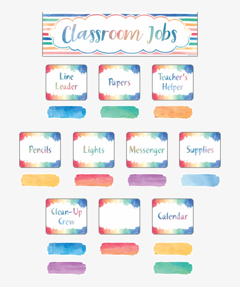 Watercolor Classroom Jobs Mini Bulletin Board - Parallel, transparent png download