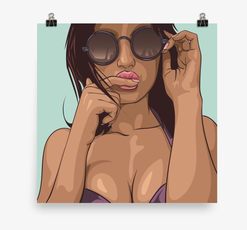 Printed Watercolour Hot Girl Poster Depicting A Woman - Girl, transparent png download