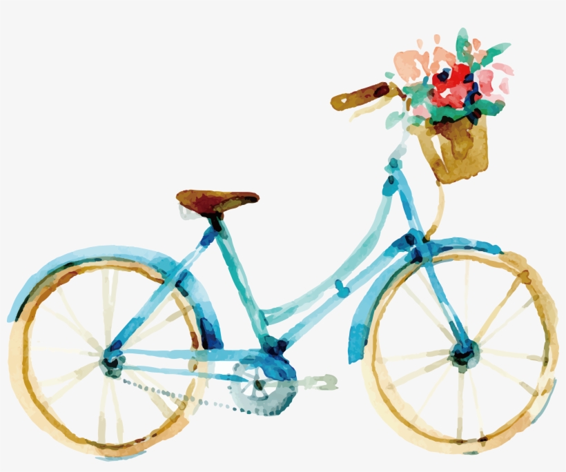 Vector Royalty Free Stock Biking Clipart Watercolor - Bike Painting, transparent png download
