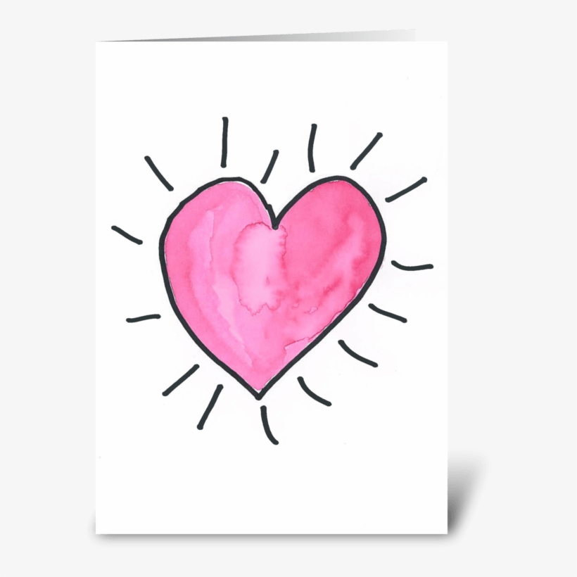 Watercolor Pulsing Heart Greeting Card - Heart, transparent png download
