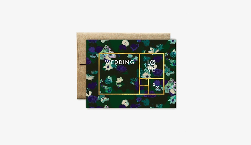 Green Floral Gold Foil Wedding Card - Wedding, transparent png download
