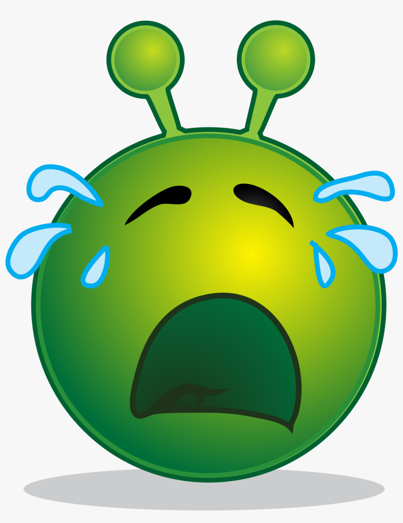 Smiling Green Aliens Crying And Scraping - Crying Alien Emoji, transparent png download