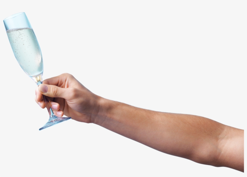 Virtually - Hand With Champagne Glass Png, transparent png download
