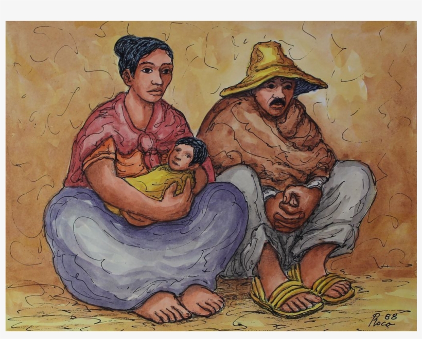 Original Watercolor & Pen South America Art Painting - Sitting, transparent png download