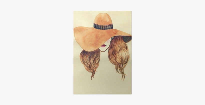 Beautiful Woman In Hat - Vietsbay's Woman Face Graphic Canvas Tote Bag, transparent png download