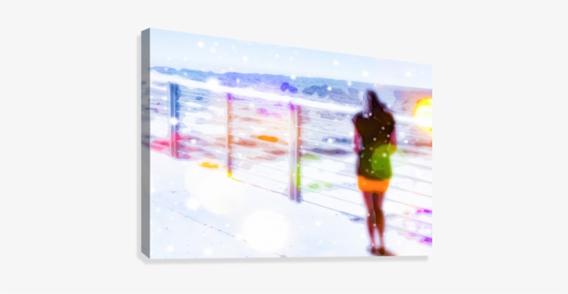 Standing Alone At The Beach With Summer Light Canvas - Beach, transparent png download
