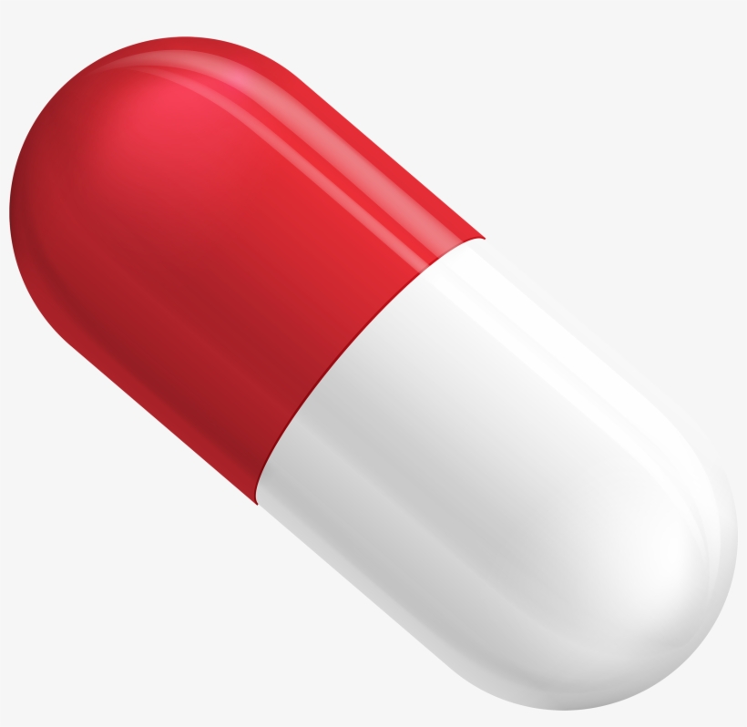 Red And White Pill Capsule Png Clipart - Pill Png, transparent png download